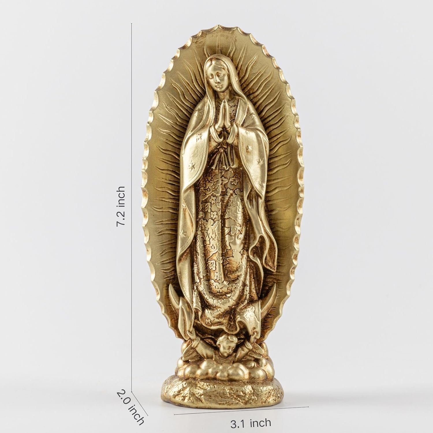 NestlyCo 7 inch Handcrafted Our Lady of Guadalupe Statue, Bronze