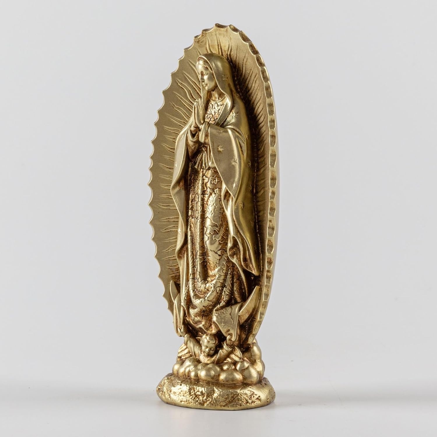 NestlyCo 7 inch Handcrafted Our Lady of Guadalupe Statue, Bronze