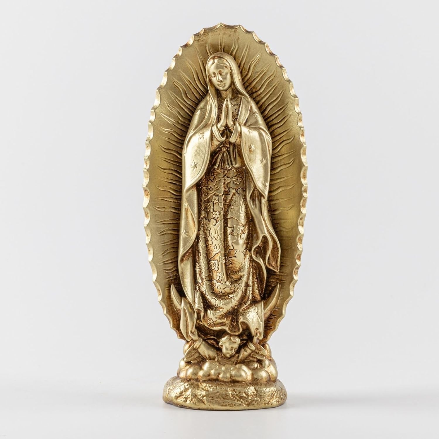 NestlyCo 7 inch Handcrafted Our Lady of Guadalupe Statue, Bronze