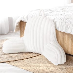 Aldernest Large Reading Pillow Replacement Cover with Arms and Pockets, Cream White