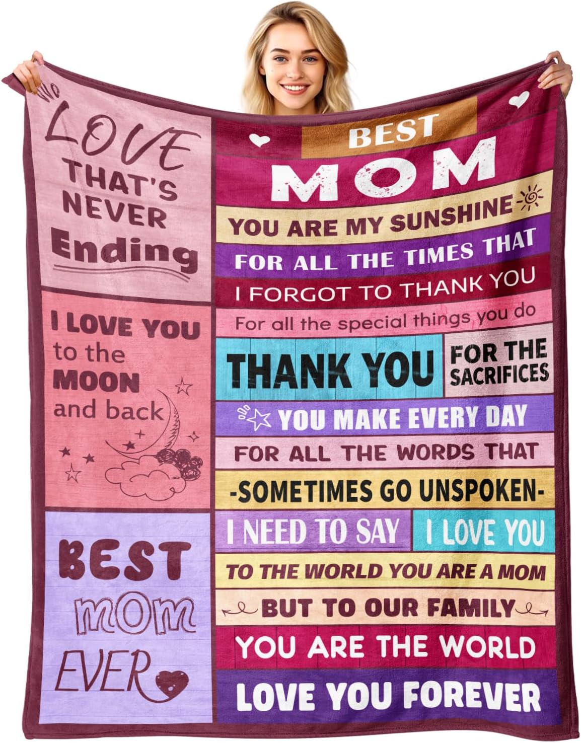 Rowanmere Birthday Gifts for Mom from Daughter or Son, To My Mom Blanket, 50" x 60"