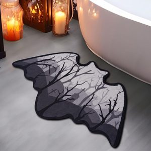 Ashenby Bat Bath Mat Halloween Bat Bath Rugs Horror Rug Door Mats Soft Absorbent Non-Slip Goth Area Decor for Bathroom Bedroom Kitchen Room