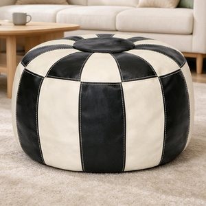 Aldernest Unstuffed Moroccan Ottoman Pouf Cover, Ottoman Footstool Storage Solution, 21.5"D x 21.5"W x 13.5"H