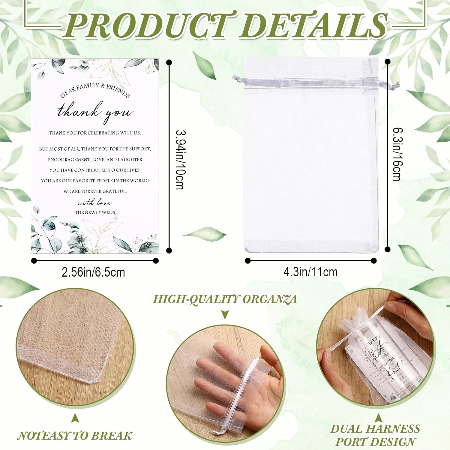 Ashenby 50 Set Wedding Shot Glasses Gift Favor for Guest, Clear, White, 1.57 x 4.1 inch