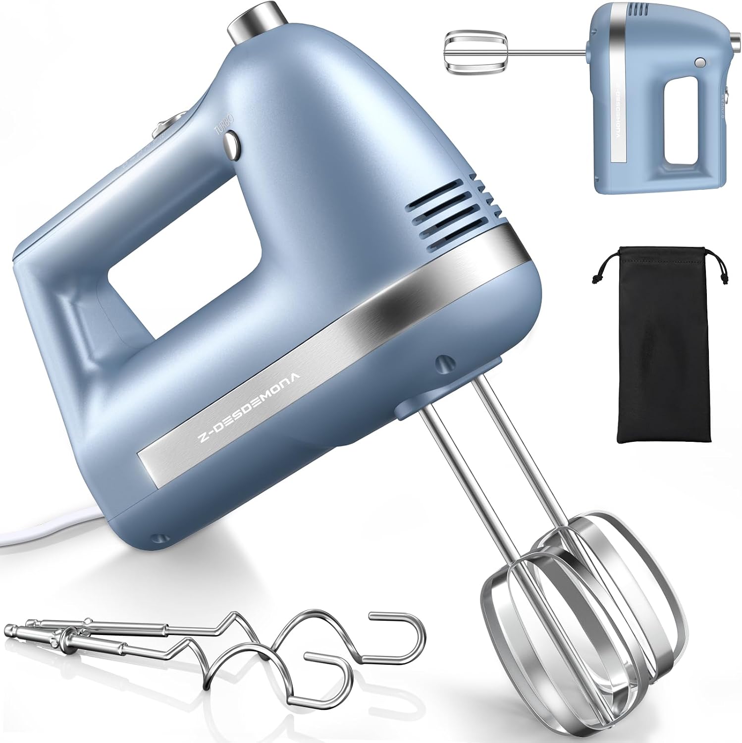 Aldernest Electric Hand Mixer, Powerful Hand Mixer Electric Handheld with 304*, Blue