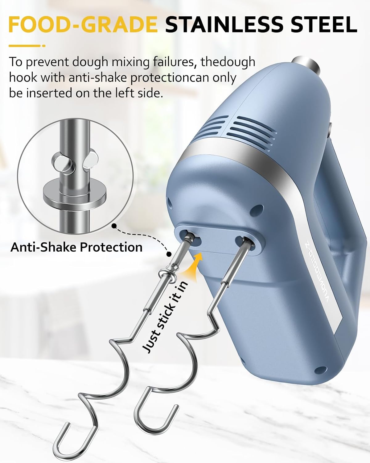 Aldernest Electric Hand Mixer, Powerful Hand Mixer Electric Handheld with 304*, Blue
