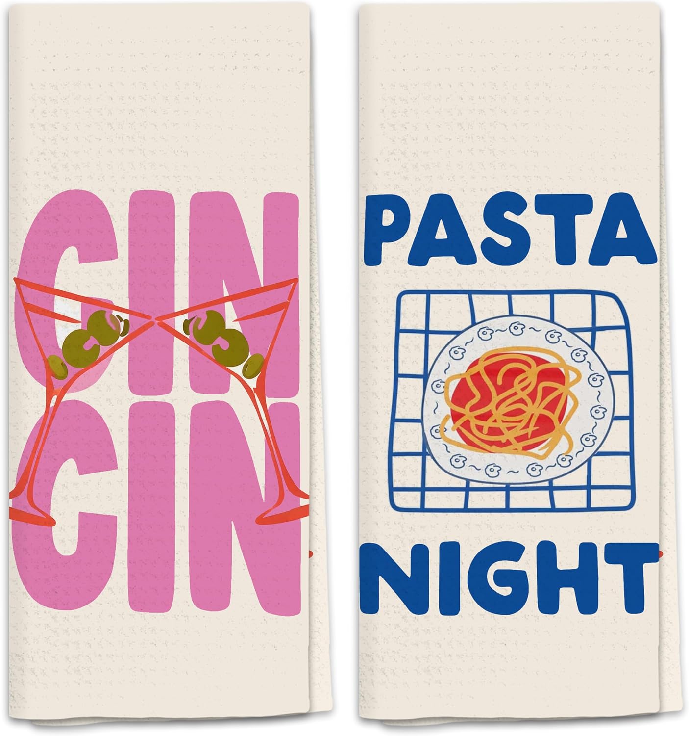 Aldernest Trendy Italian Pasta Night Kitchen Towels 16x24 Inch, 0.22 kg