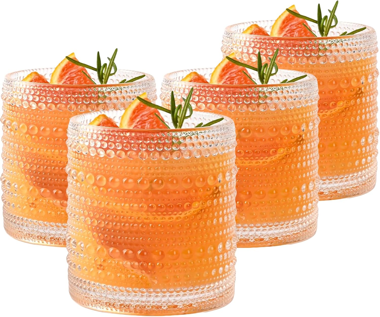 Aldernest Set of 4 Hobnail Drinking Glasses, 15.2 Oz Romantic Water Glasses, 1.2 pounds, 4.1 x 3.3 inches