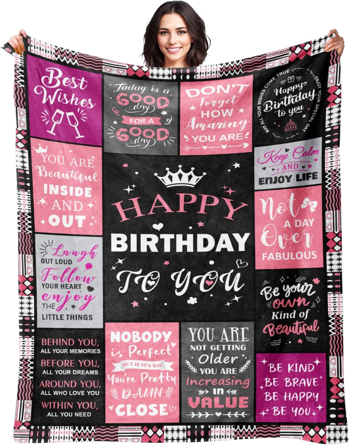 Rowanmere Birthday Gifts for Women, Happy Birthday Blanket for Women 50" x 60"