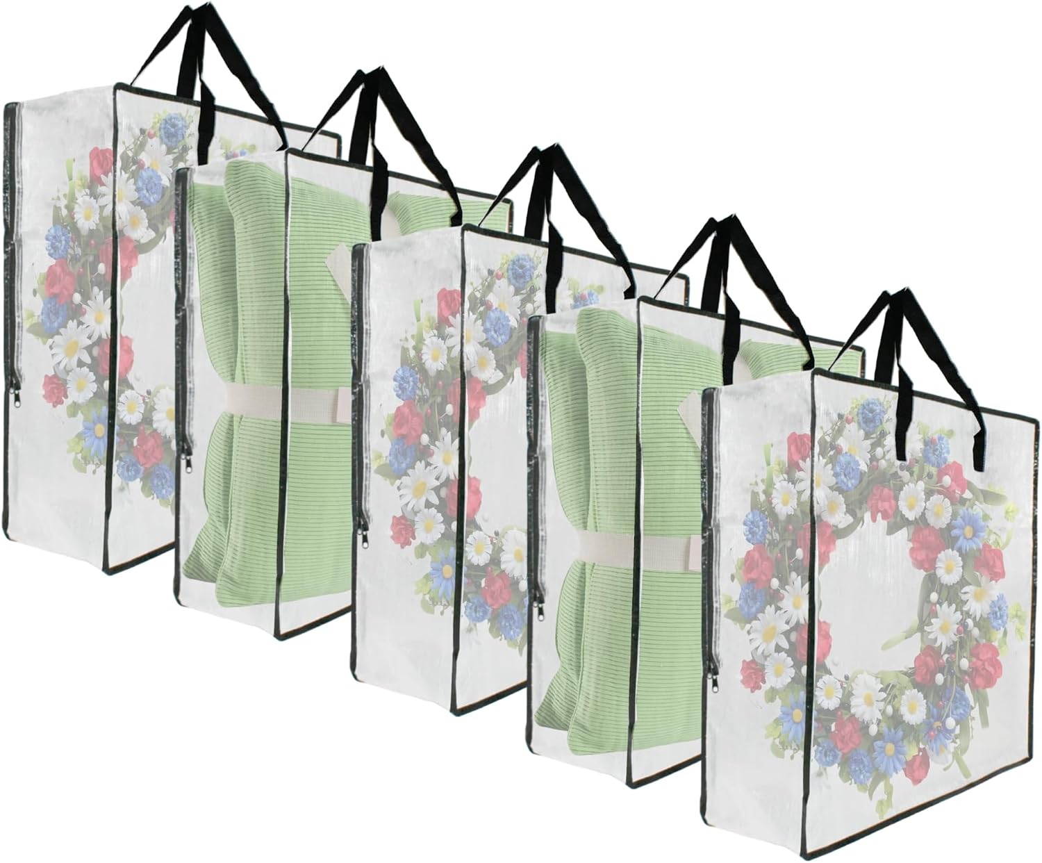 Birchmont 5 Pack Moving Bags, Wreath Storage Bag, Garland Container, 0.93 kg, 26"x26"x8.7"