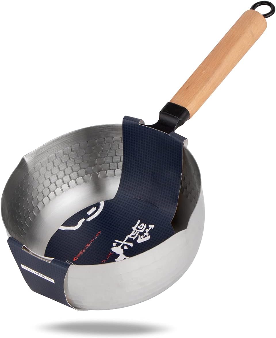 VelloHome Yukihira Saucepan, 3 Quart Stainless Steel Saucepan Pan Japanese Milk Pot with Wood Handle, Silver