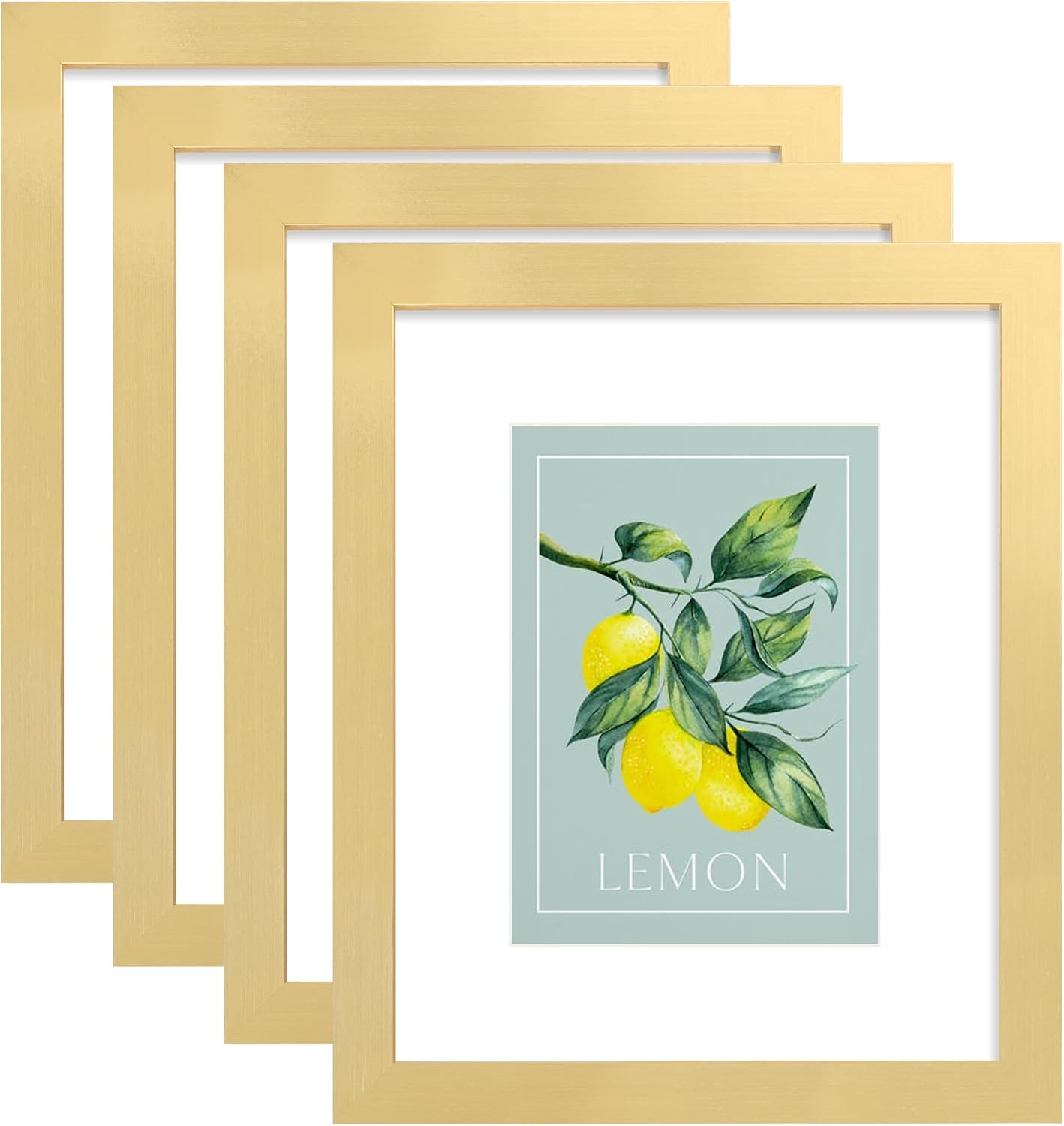 Ashenby 8x10 Picture Frame with Real Glass and Wooden Frame, Gold, 4 Count