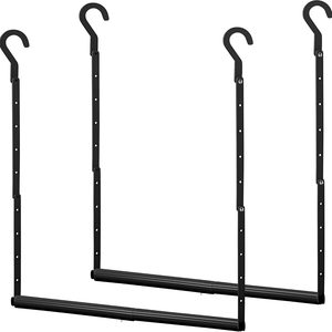 Ashenby Adjustable Closet Rod for Hanging Clothes, 2 Pack Black, 1.8 kg