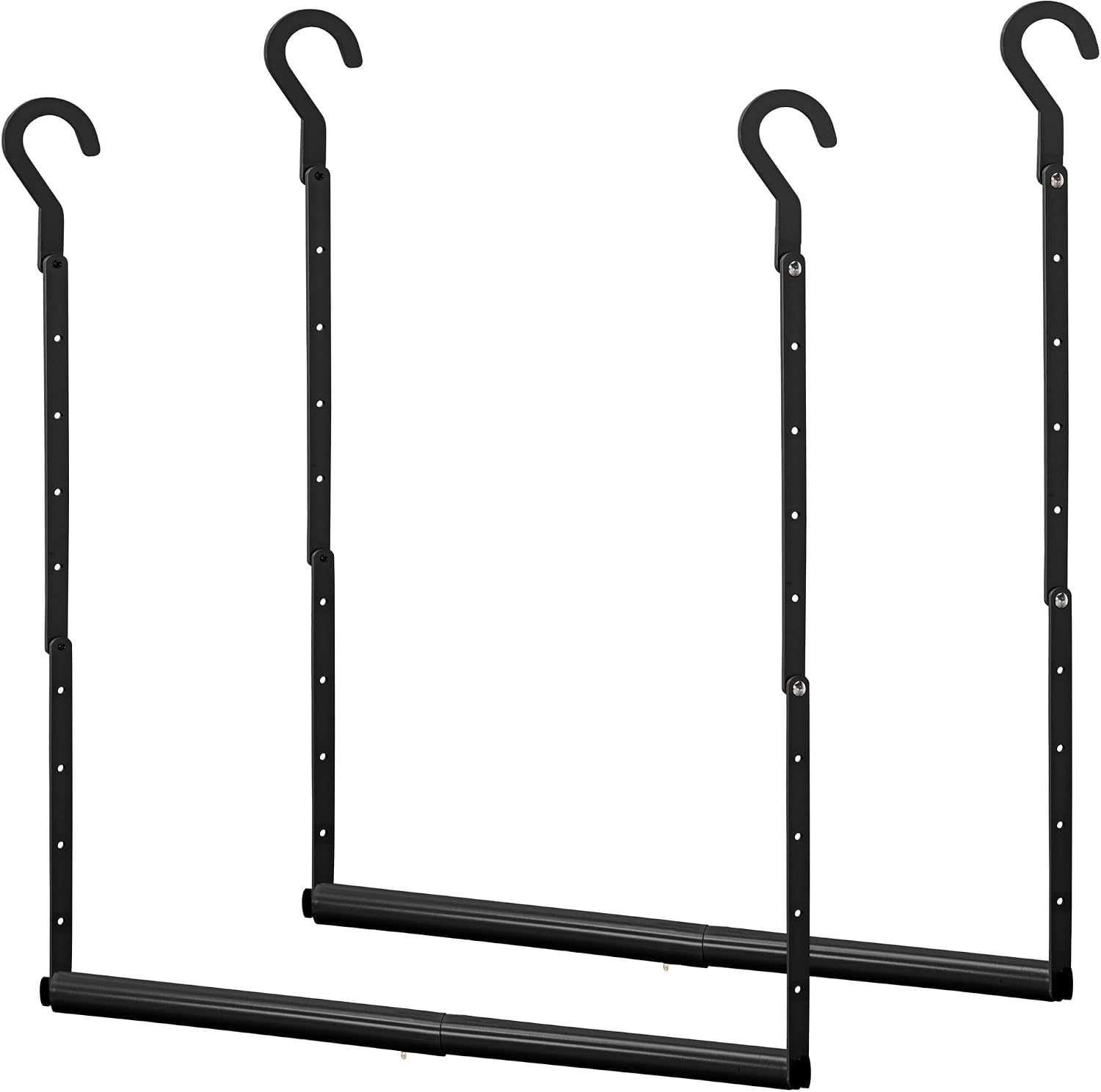 Ashenby Adjustable Closet Rod for Hanging Clothes, 2 Pack Black, 1.8 kg