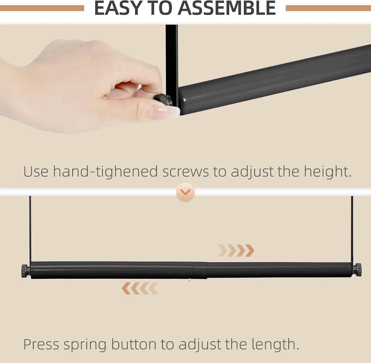 Ashenby Adjustable Closet Rod for Hanging Clothes, 2 Pack Black, 1.8 kg