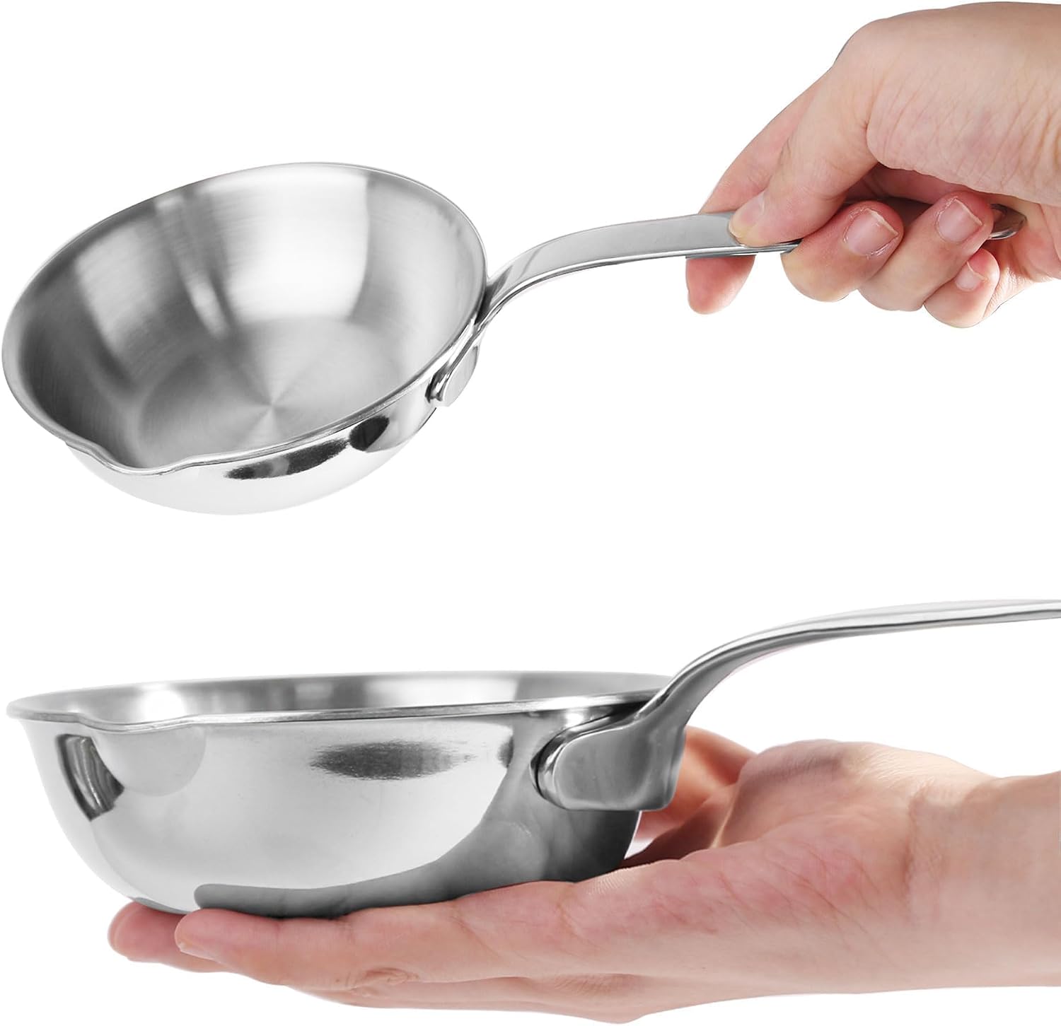Tanglewick 4.7” Ultra Small Egg Frying Pan 304 Stainless Steel 1 Egg Frying Pan, 300 g, Silver
