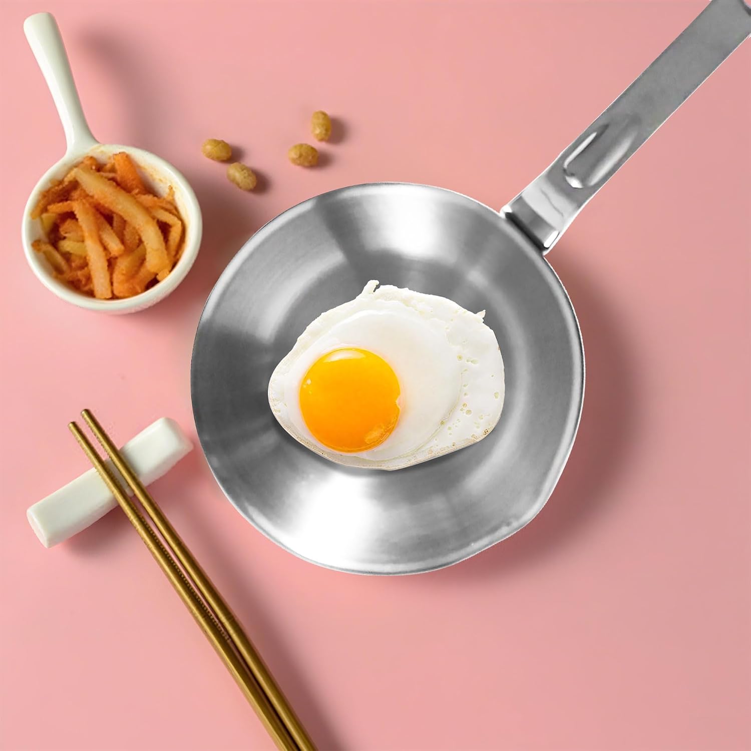 Tanglewick 4.7” Ultra Small Egg Frying Pan 304 Stainless Steel 1 Egg Frying Pan, 300 g, Silver