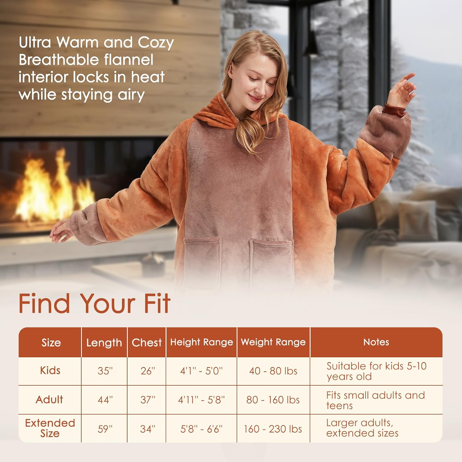 Barleyfield Wearable Blanket Hoodie, Oversized Blanket Hooded, Coverage with Easy Movement
