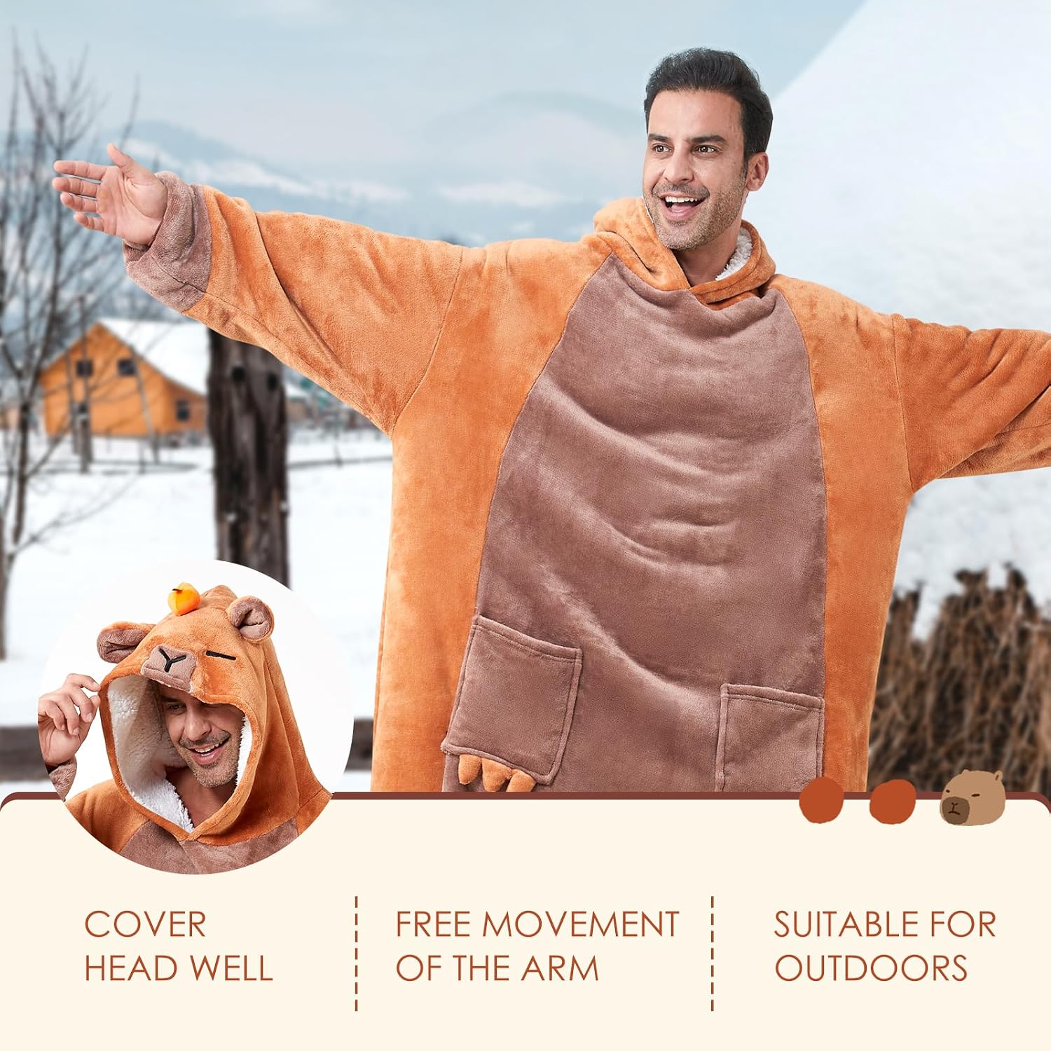 Barleyfield Wearable Blanket Hoodie, Oversized Blanket Hooded, Coverage with Easy Movement