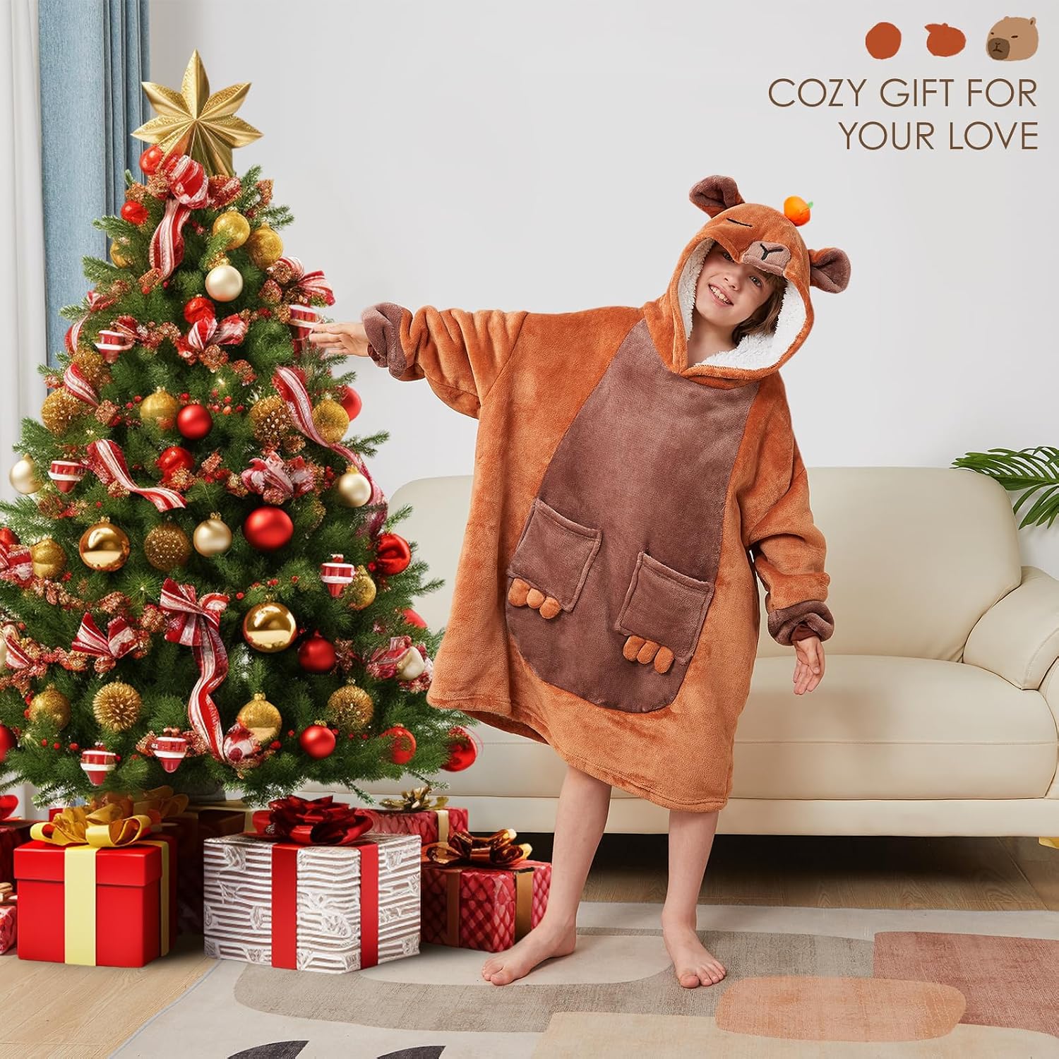 Barleyfield Wearable Blanket Hoodie, Oversized Blanket Hooded, Coverage with Easy Movement