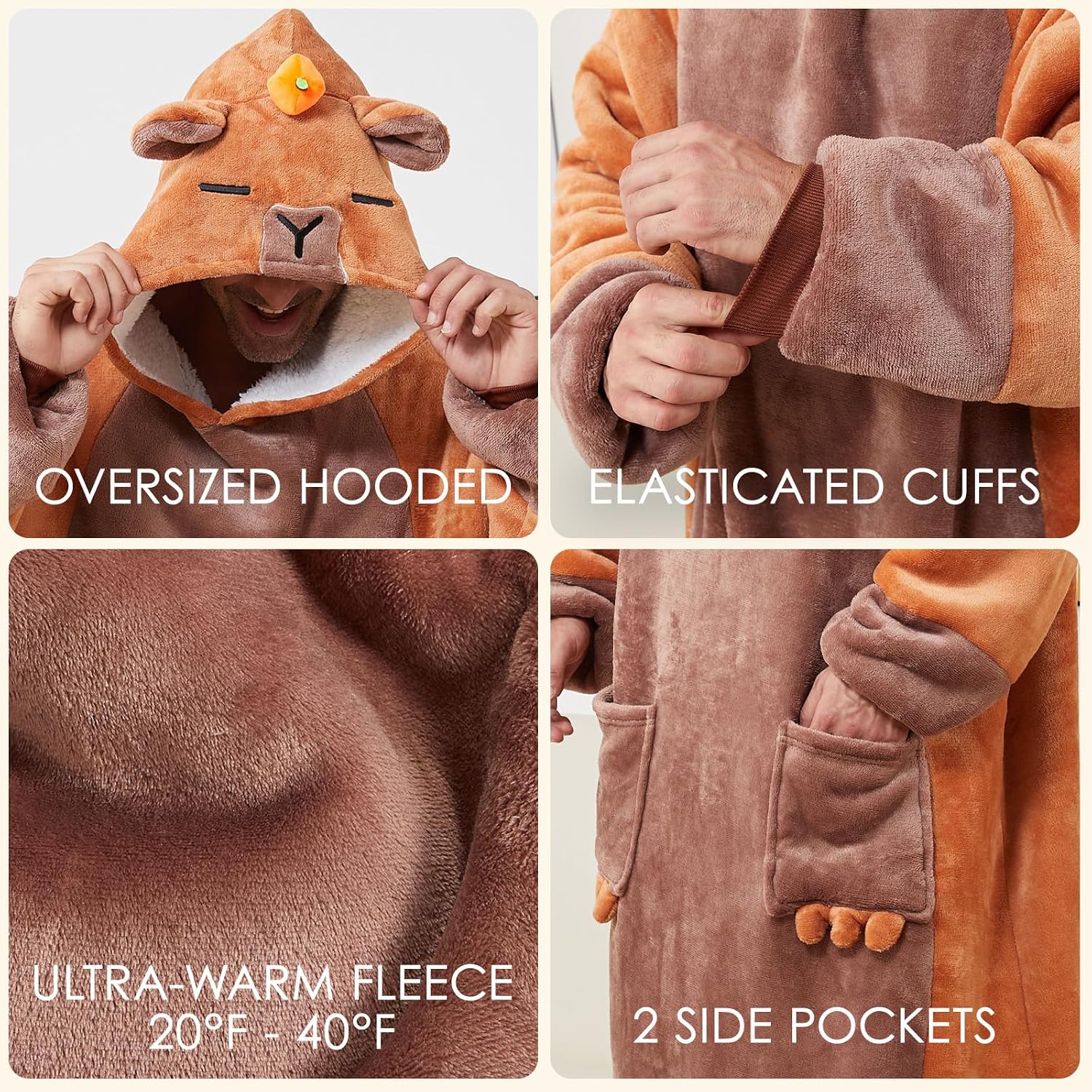 Barleyfield Wearable Blanket Hoodie, Oversized Blanket Hooded, Coverage with Easy Movement