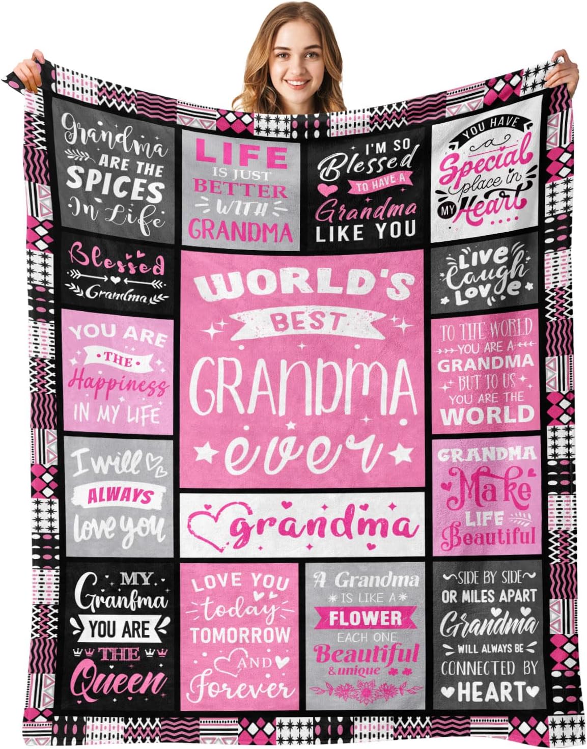 Brackenly Grandma Birthday Gifts, Best Grandma Ever Gifts Blanket 50"x60", 0.65 kg, Grandma Gifts