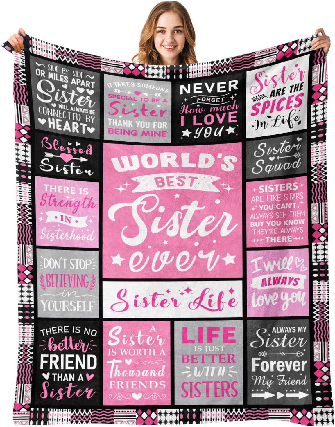 Brackenly Sister Birthday Gifts, Best Sister Ever Blanket 50"x60", 0.68 kg, Sister Gifts
