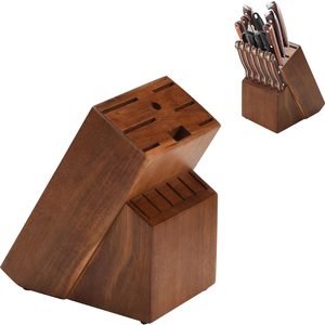 Aldernest Wood Kitchen Knife Block, Universal Kitchen Knife Holder Kitchen Knife Storage Rack 14 Slots Knife Holder, 3.4 pounds, Brown