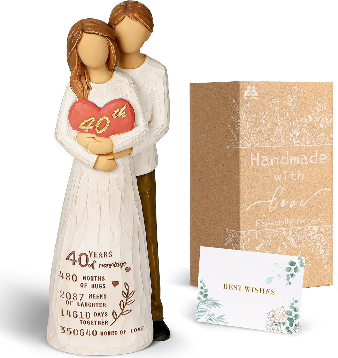 Birchmont 40th Anniversary Wedding Gifts for Couple, 0.26 kg, Off White
