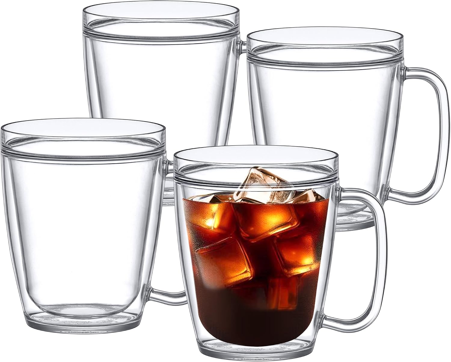 Barleyfield Yukon - 14-Ounce Insulated Tumblers, Double-Wall Reusable Cups, BPA-Free, 1.2 pounds, Clear