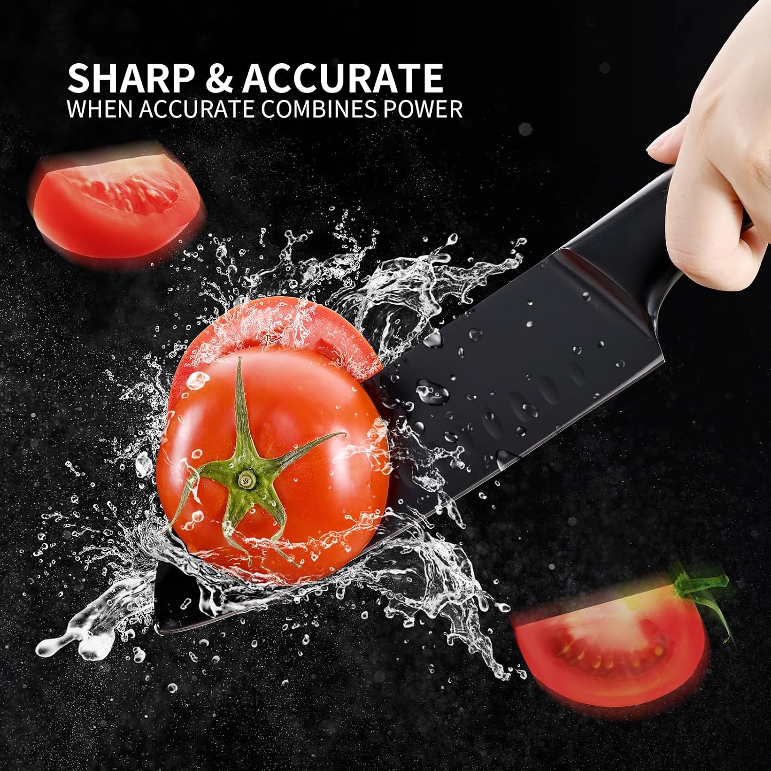 Aldernest 2 Pieces Kitchen Knife Set, Santoku Knife and Paring Knife, 18cm Santoku Knife & 9cm Fruit Knife