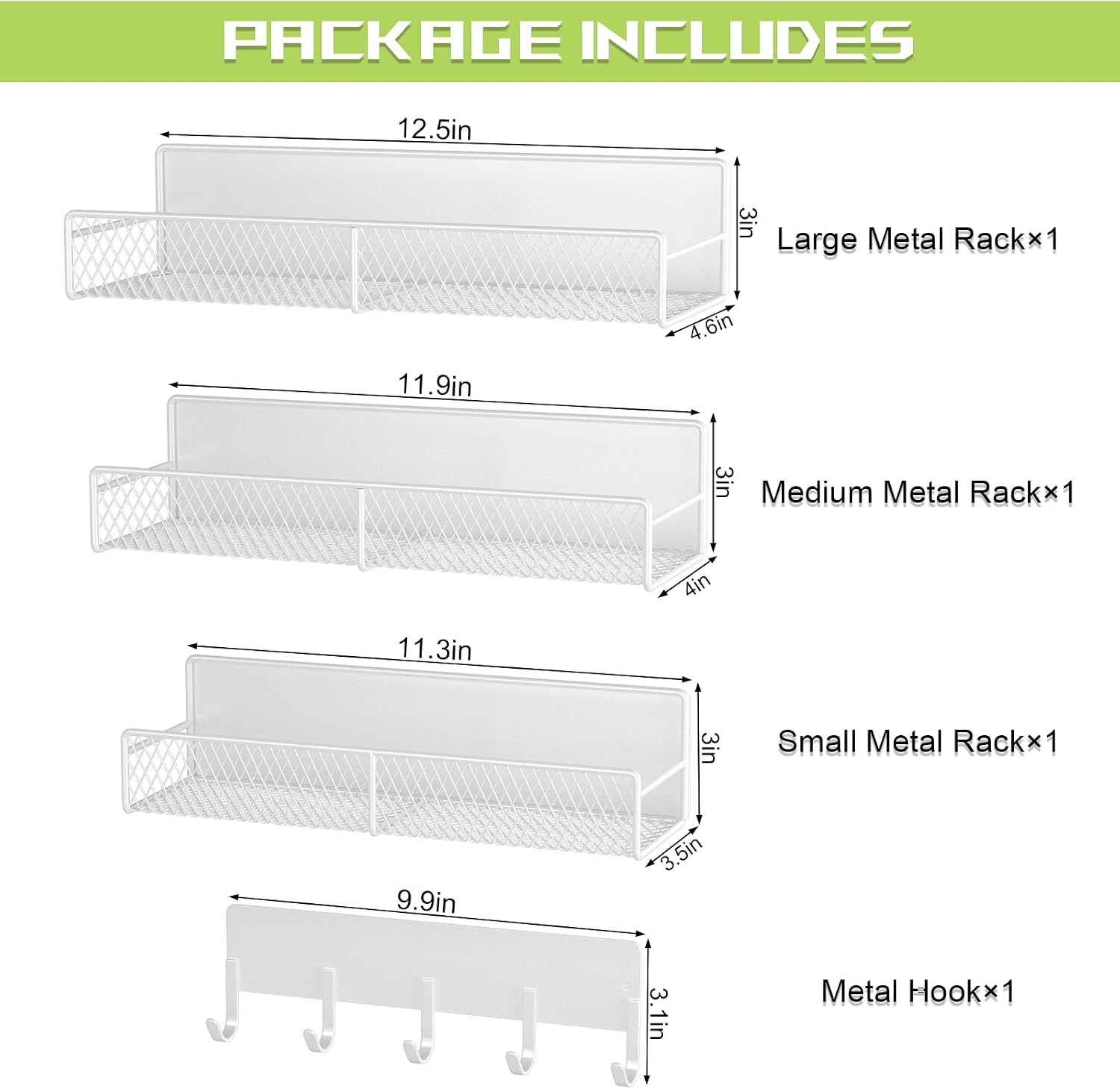 Aldernest 4 Pack Magnetic Shelves for Washing Machine, 3.4 pounds, 4 Pack (11.3"-12.4"), White