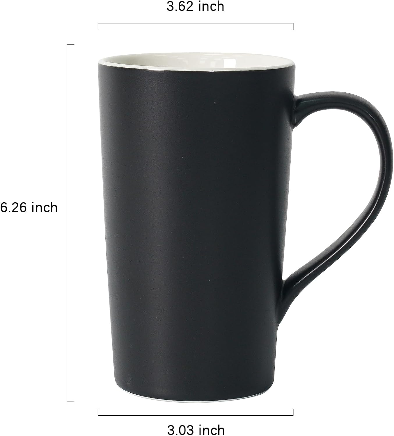 Ashenby 20 OZ Large Ceramic Coffee Mug Simple Pure Black Mug Set of 2 Plain Tall Milk Tea Coffee cups with Handle for Office Home as A Gift for Dad