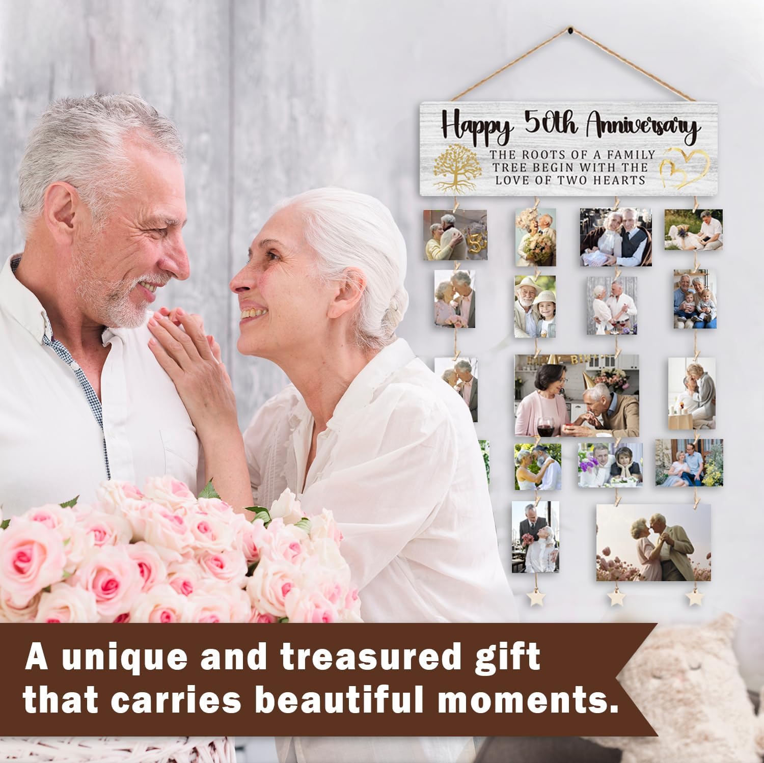 Ashenby 50th Anniversary Photo Frames Gifts, 15.7 x 5.1 inches