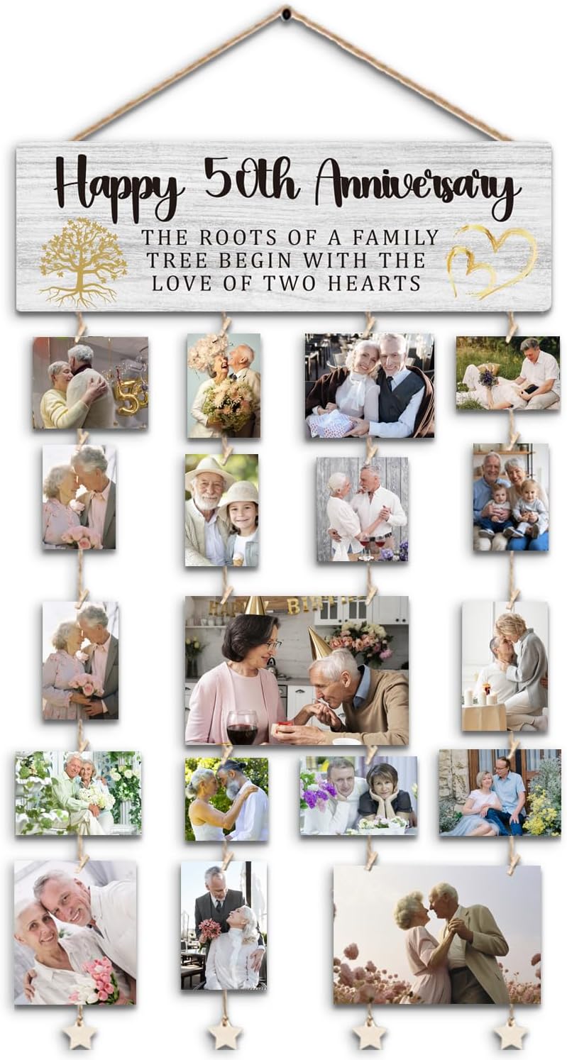 Ashenby 50th Anniversary Photo Frames Gifts, 15.7 x 5.1 inches