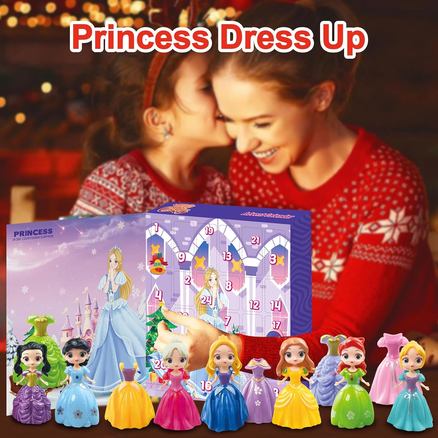 Aldernest Advent Calendar 2026 for Kids Princess Set for Girls Doll Gifts Present 24 Days Princess Transformable Toys and Clothes Countdown Calendars