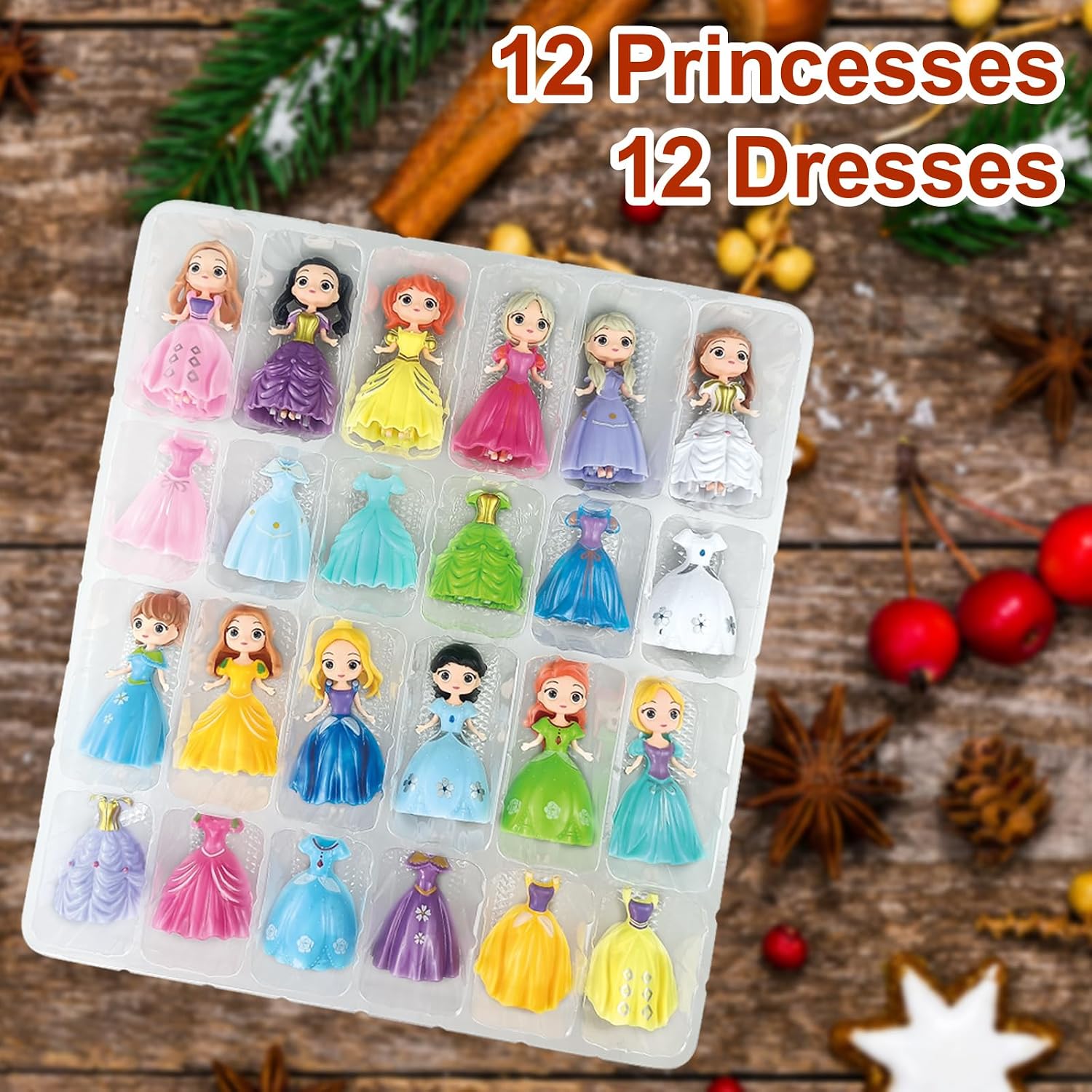 Aldernest Advent Calendar 2026 for Kids Princess Set for Girls Doll Gifts Present 24 Days Princess Transformable Toys and Clothes Countdown Calendars