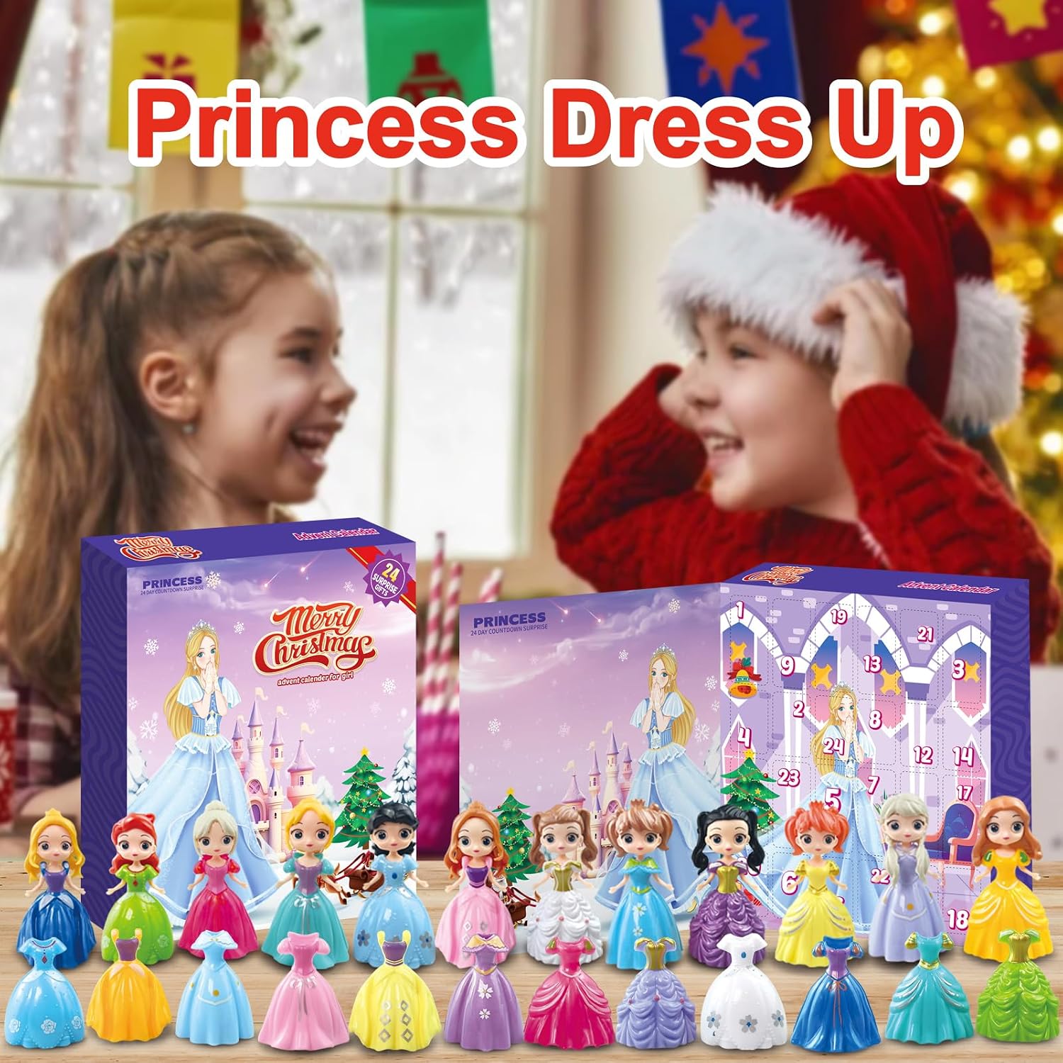 Aldernest Advent Calendar 2026 for Kids Princess Set for Girls Doll Gifts Present 24 Days Princess Transformable Toys and Clothes Countdown Calendars