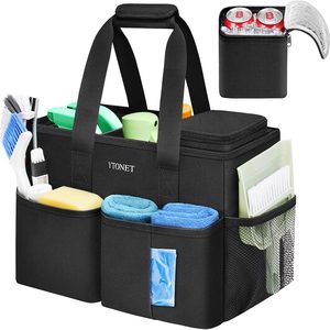 Aldernest Cleaning Caddy, Water Resistant Cleaning Supplies Organizer, Black, 0.56 kg