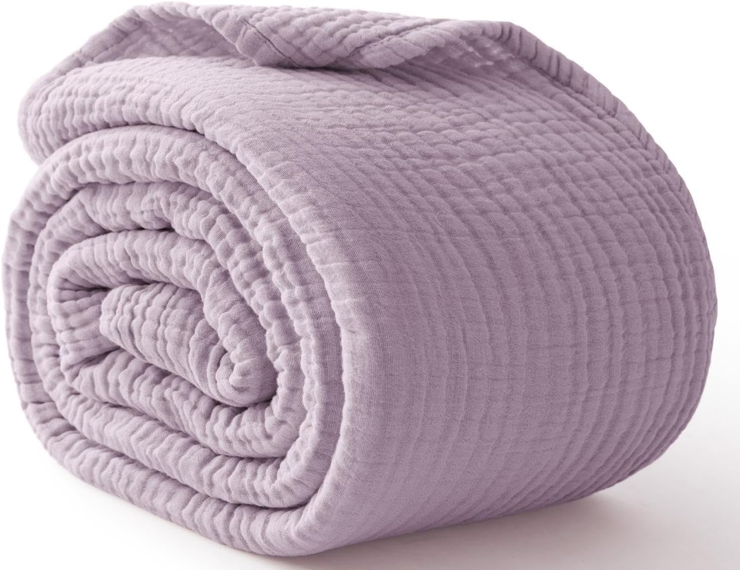 Ashenby 100% Cotton Muslin Blanket for Adults, 6-Layer Large Throw, 50x70, Lavender, 0.74 kg, Throw Xl(50" X 69.5")