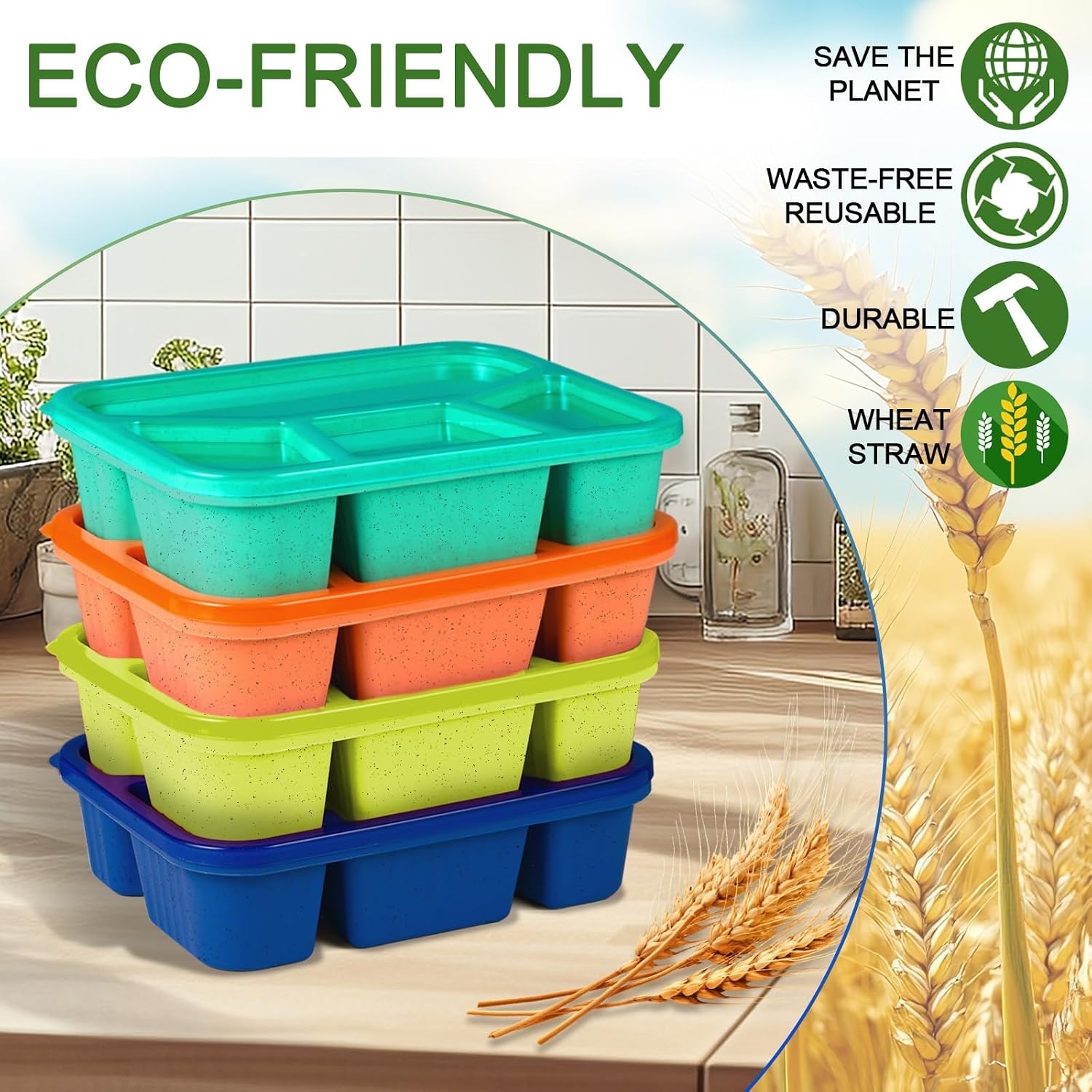 Aldernest 4 Pack Bento Box Lunch Box Container for Adult Kid, 4.8 ounces