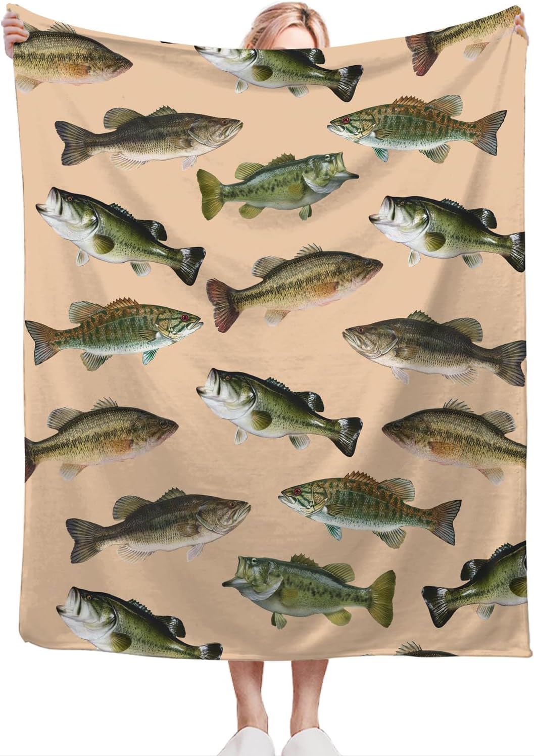Aldernest Bass Fishing Blanket, Fisherman Gifts Throw Blanket 50"X40", Bassfish