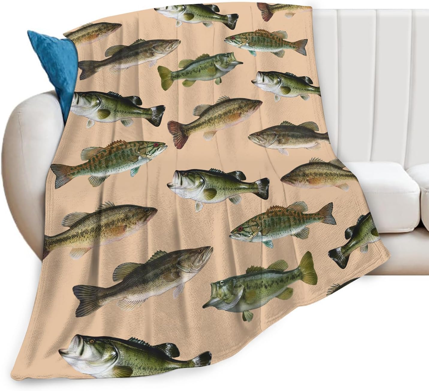 Aldernest Bass Fishing Blanket, Fisherman Gifts Throw Blanket 50"X40", Bassfish