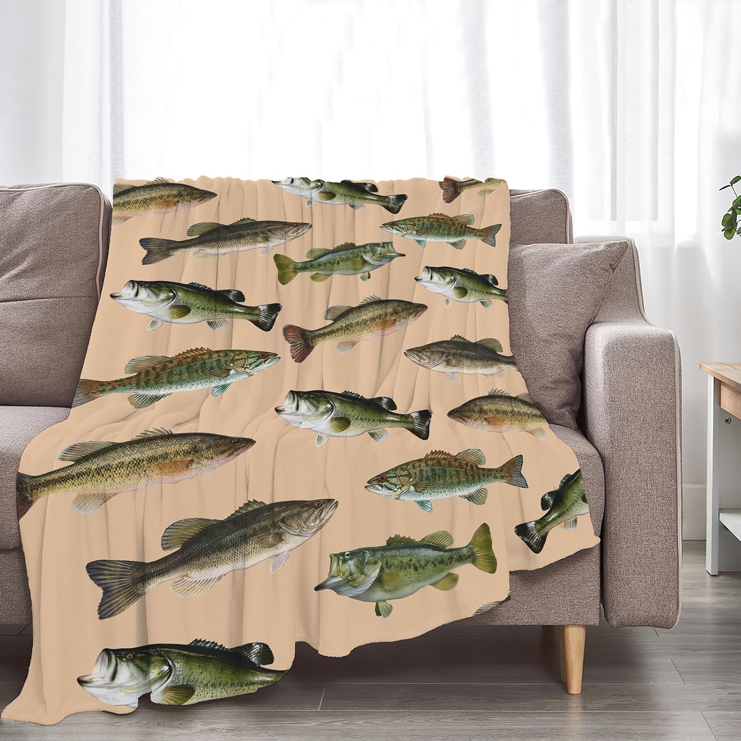 Aldernest Bass Fishing Blanket, Fisherman Gifts Throw Blanket 50"X40", Bassfish