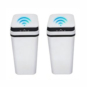 Aldernest 2 Pack Bathroom Trash can, Smart Touchless Bin with Lid, 720 g, White+White