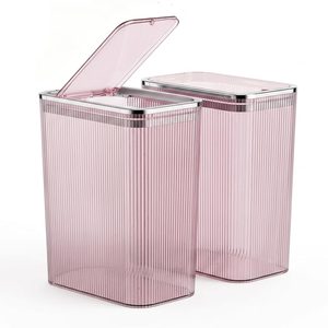 Aldernest 2 Pack Bathroom Pink Trash Can with Lid Dog Proof, 2.6 Gallon