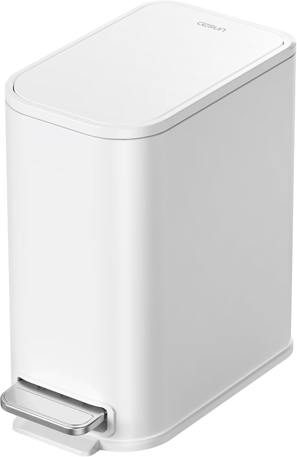 Aldernest Small Bathroom Trash Can with Lid Soft Close & Pedal, 1.3 Gal, White, 1.44 kg