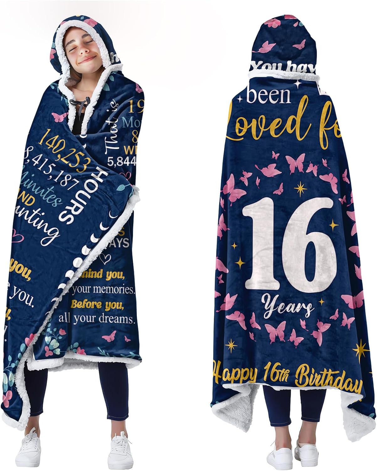 Barleyfield Sweet 16 Gifts for Girls, 16th Birthday Flannel and Wearable Blanket