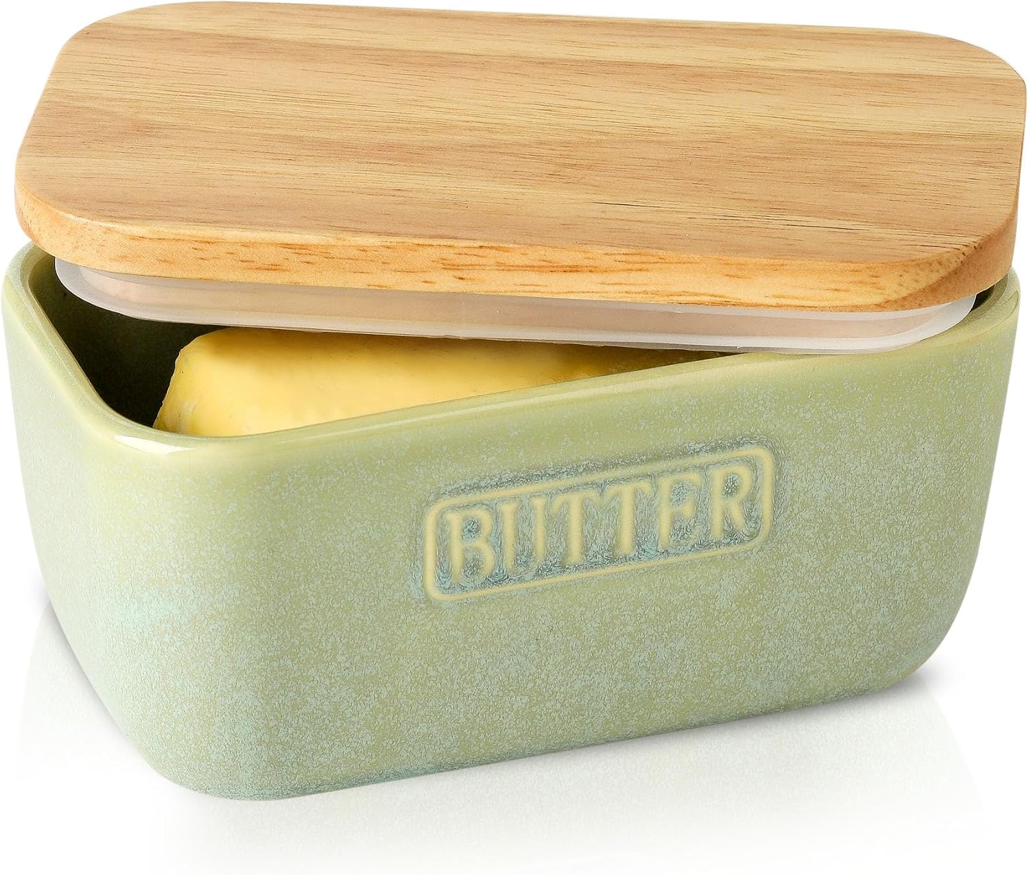 Aldernest Ceramic Butter Dish with Lid for Countertop, 0.77 kg, Turquoise