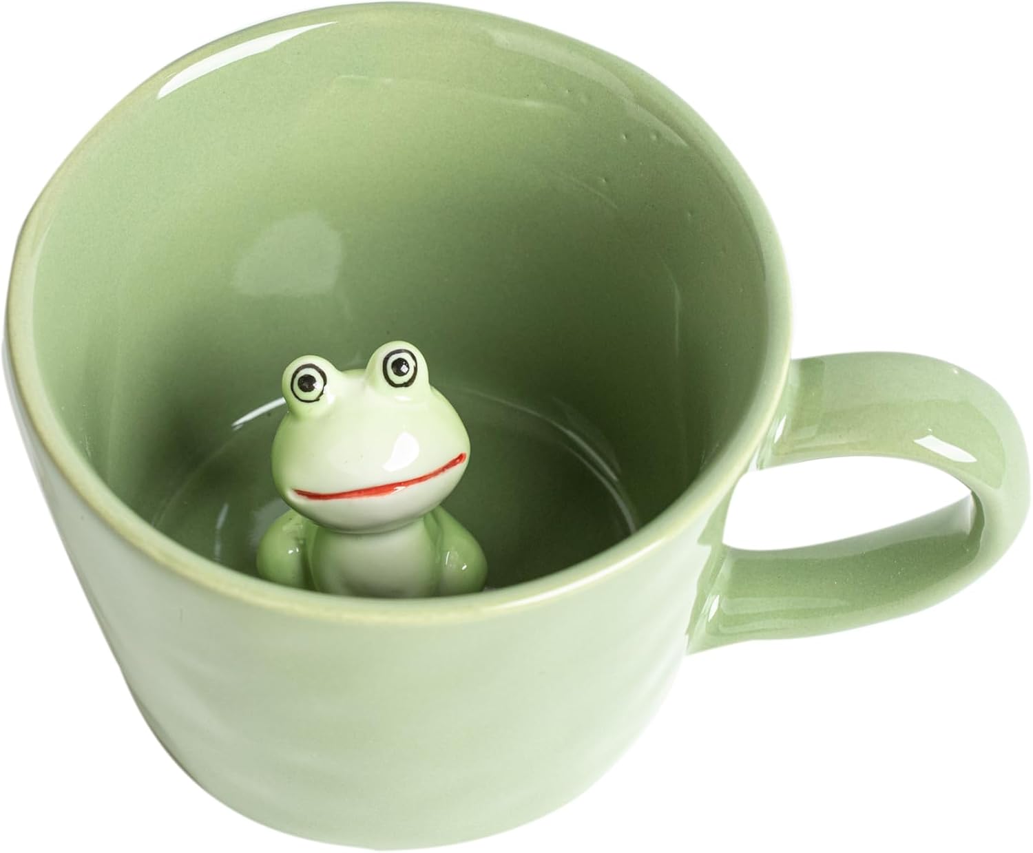 Aldernest Frog Coffee Cup Hidden 3D Animal Inside Mug, 0.42 kg, 12 Ounces, Green Frog